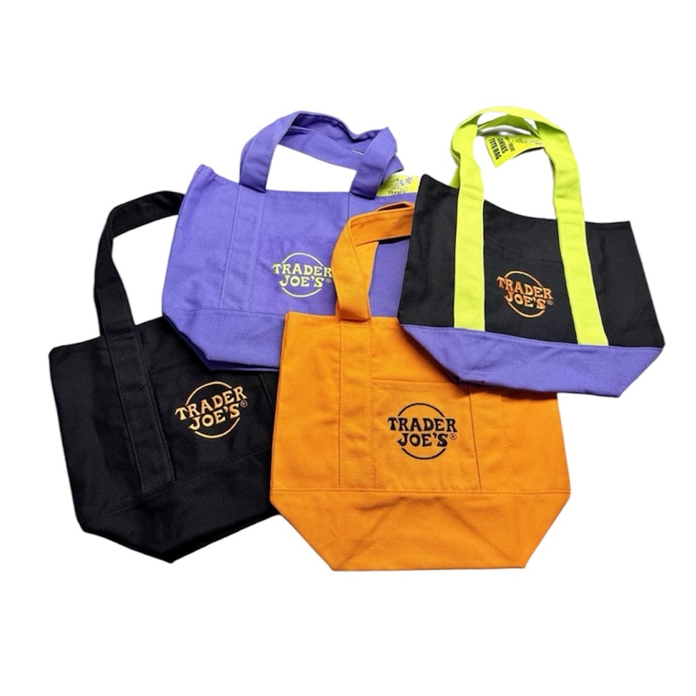 FULL SET of 4! Trader Joe’s Halloween Mini Canvas Tote Bags - New with Tags!
